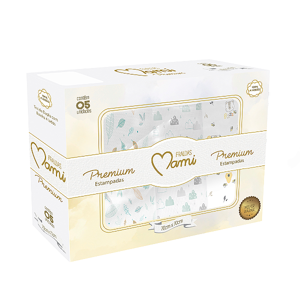 Fralda Premium Mami C/ Bainha Estampada 70Cm X 70Cm Caixa - NEUTRO