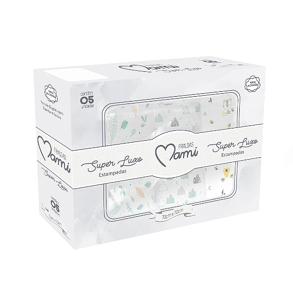 Fralda Super Luxo Mami C/ Bainha Estampada 70Cm X 70Cm Caixa - NEUTRO
