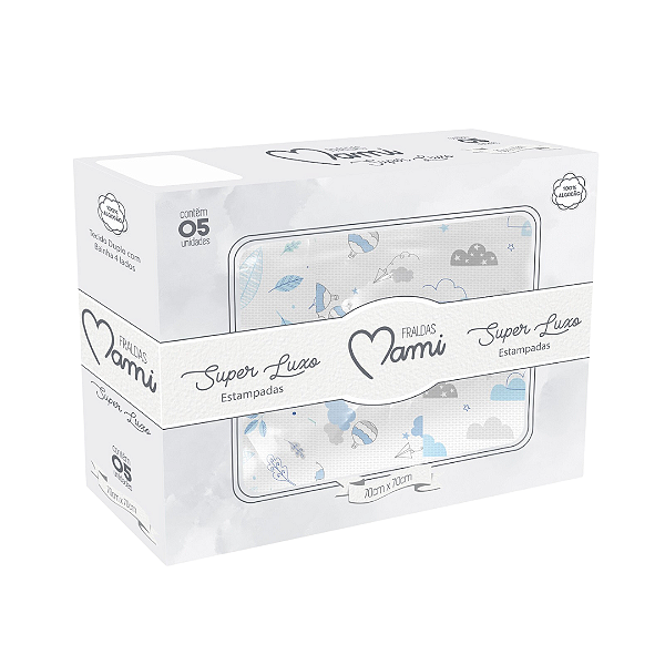 Fralda Super Luxo Mami C/ Bainha Estampada 70Cm X 70Cm Caixa - MASCULINO