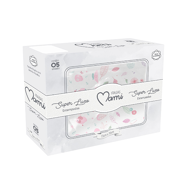 Fralda Super Luxo Mami C/ Bainha Estampada 70Cm X 70Cm Caixa - FEMININO