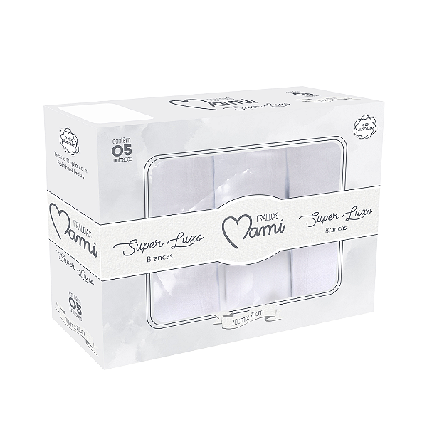 Fralda Super Luxo Mami C/ Bainha Branca 70Cm X 70Cm Caixa