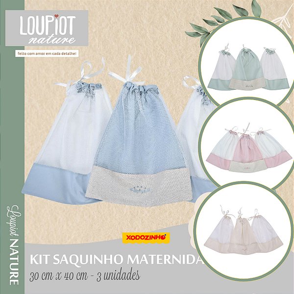 SAQUINHO MATERNIDADE LOUPIOT NATURE COM 3 UNIDADES