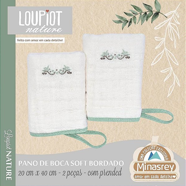 BABETE SOFT LOUPIOT NATURE COM PRENDEDOR DE CHUPETA -100%ALGODÃO