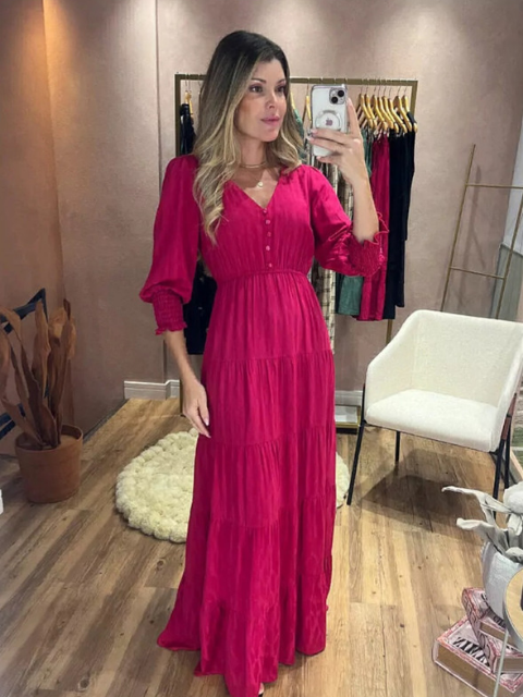 Vestido longo Jacquard