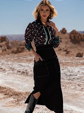 Saia Midi Costura Desponto