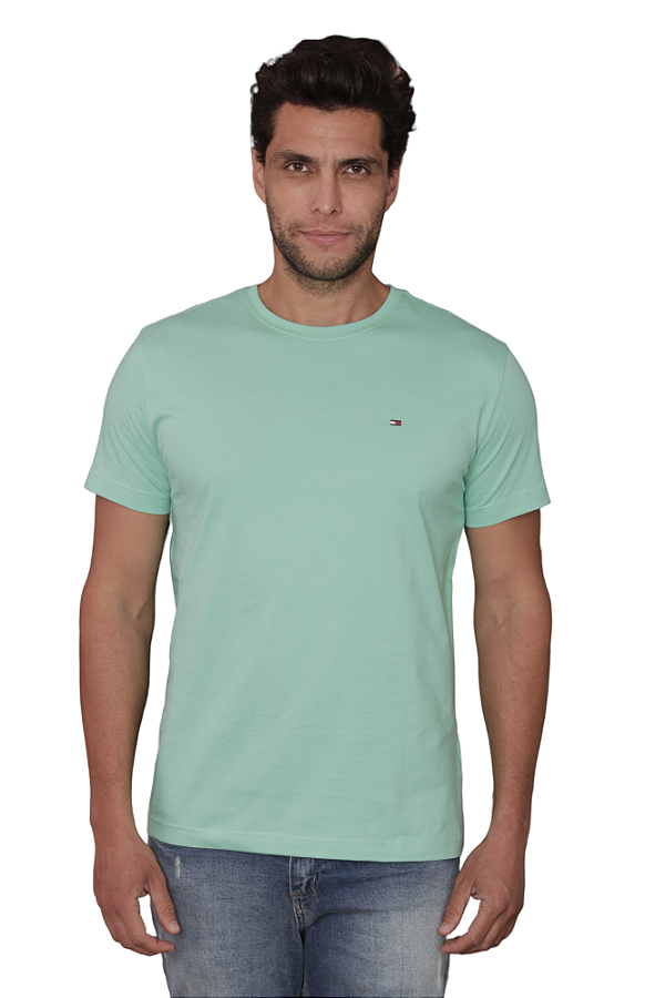 Camiseta Tommy Hilfiger Masculina Essential Cotton Cor Verde Agua