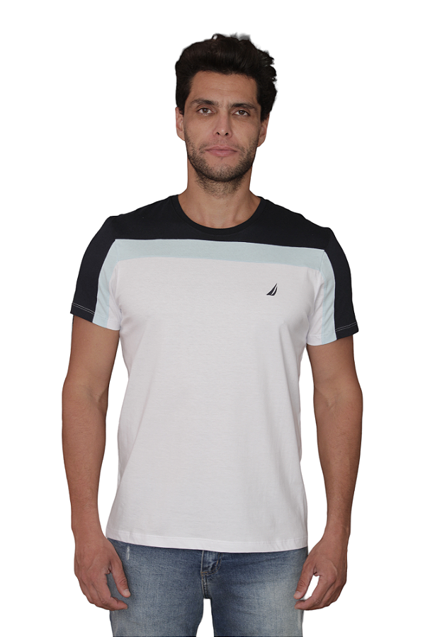 Camiseta Nautica Masculina Listra No Peito Cor Branca