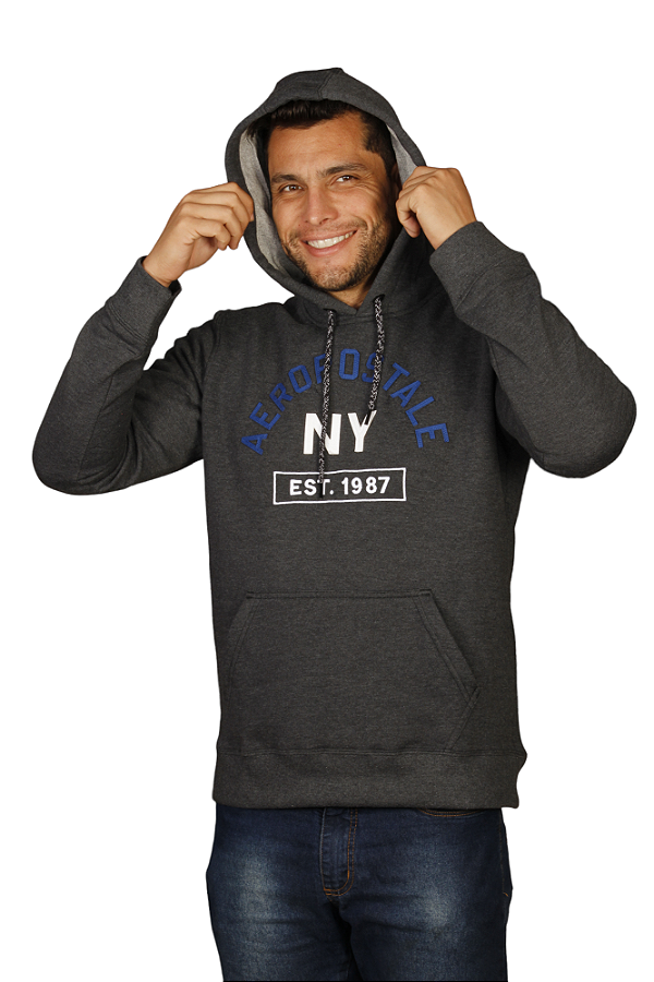 Moletom Aeropostale Masculino N Y 1987 Cor Cinza