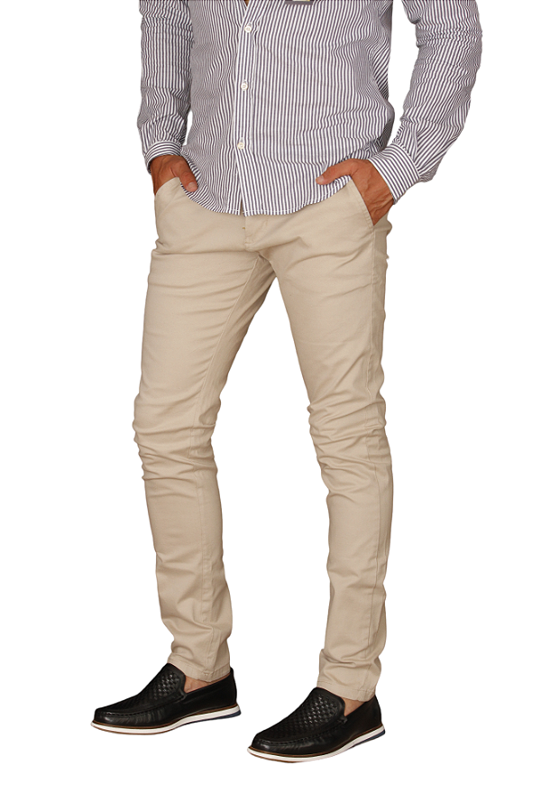 Calça Ralph Lauren De Sarja Chino Stretch Slim Fit Cor Areia