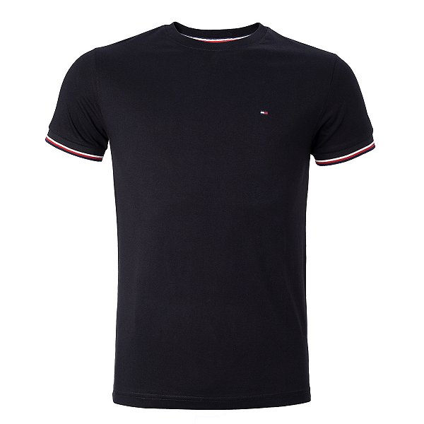 Camiseta Tommy Hilfiger Masculina Retilinea Cotton Cor Preta
