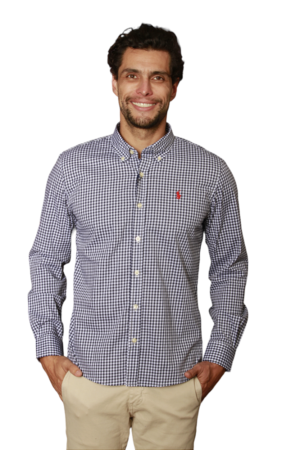 Camisa de Xadrez Slim Fit, Vermelhor Escuro