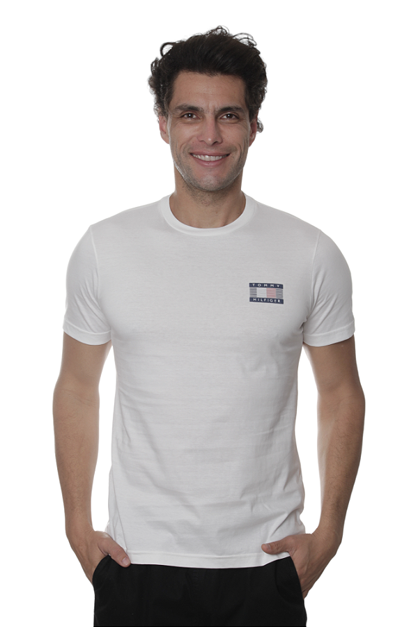 Camiseta Tommy Hilfiger Logo Crew Neck Cor Branca
