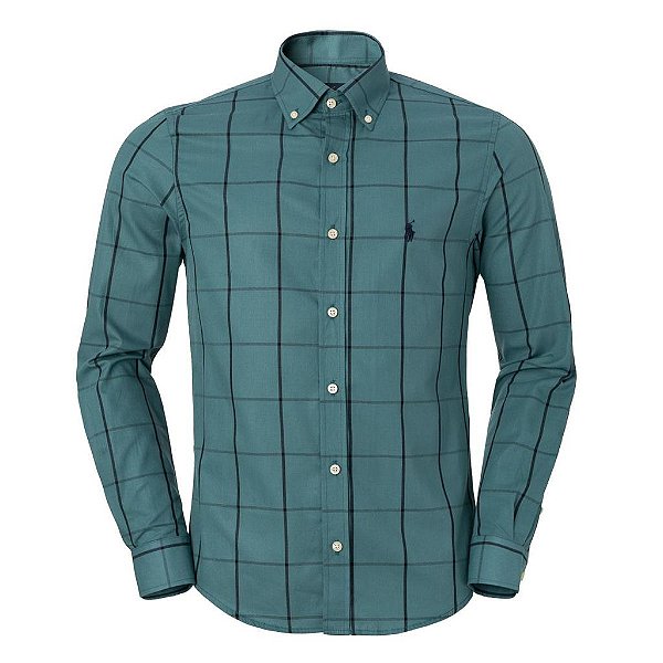 Camisa Ralph Lauren Masculina Xadrez Berlin Cor Verde / Preto