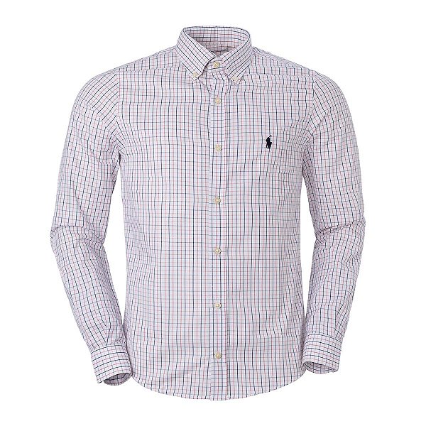 Camisa Ralph Lauren Masculina Xadrez Milão Cor Vermelho