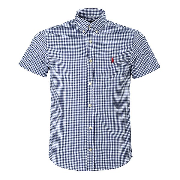 Camisa Ralph Lauren Masculina Custom Fit Quadriculada Marinho