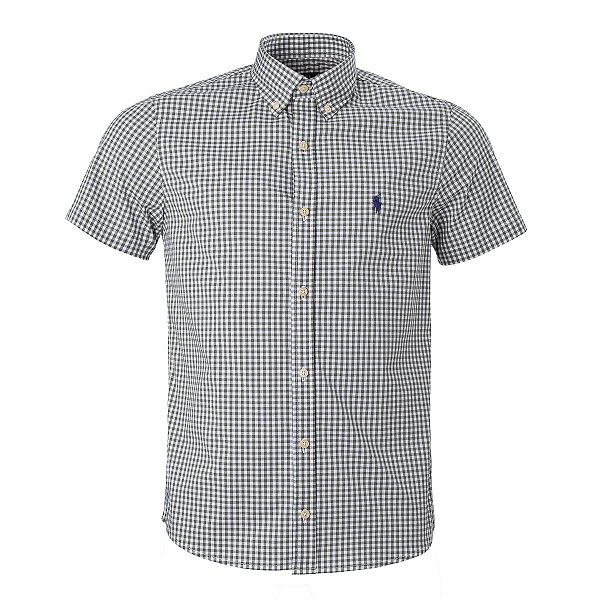 Camisa Ralph Lauren Masculina Custom Fit Quadriculada Cinza