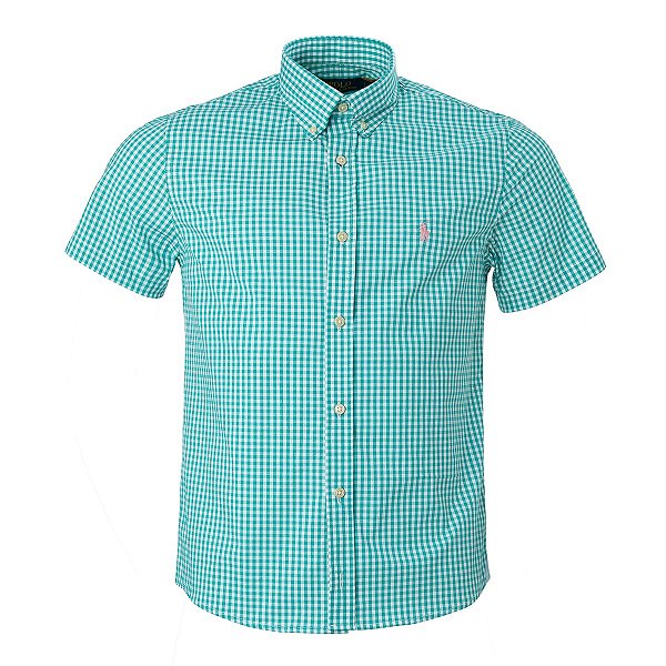 Camisa Ralph Lauren Masculina Custom Fit Quadriculada Verde