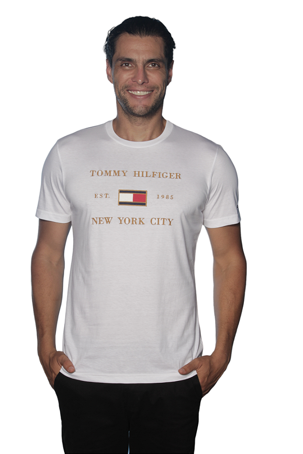 Camiseta Tommy Hilfiger Masculina NY Bordada Cor Branca