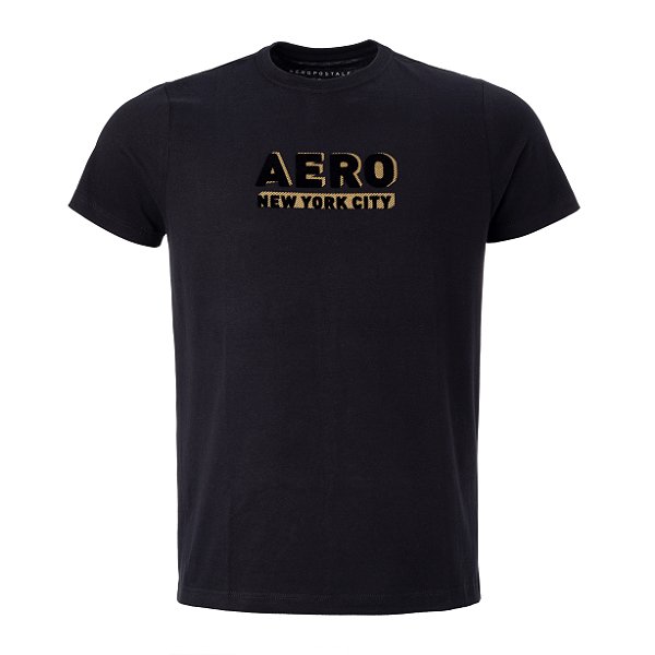 Camiseta Aeropostale Masculina Aplique Cor Preta