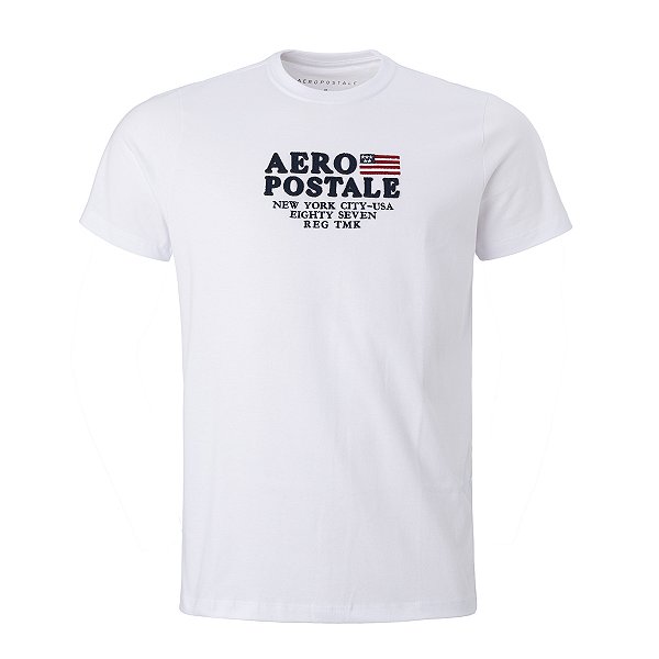 Camiseta Aeropostale Masculina Bordada Cor Branca