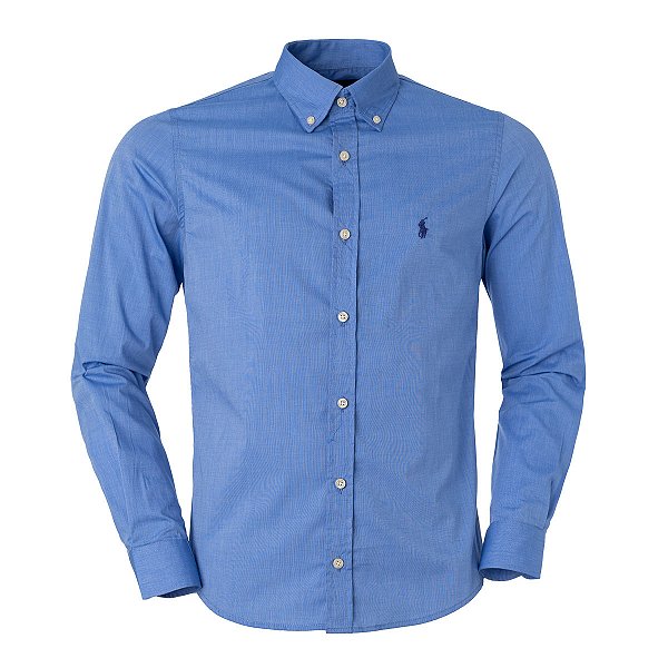 Camisa Ralph Lauren Masculina Genova Cor Azul Mescla