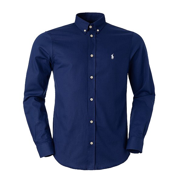 Camisa Ralph Lauren Masculina Oxford Cor Azul Noite