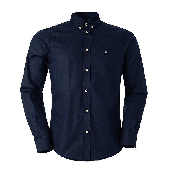 Camisa Ralph Lauren Masculina Oxford Marinho Poney Azul