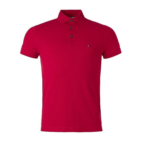 Polo Tommy Hilfiger Masculina Slim fit 1985 Cor Vermelha