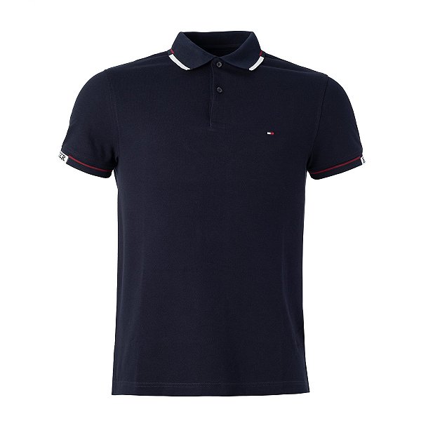 Polo Tommy Hilfiger Masculina Cuff Slin Cor Desert