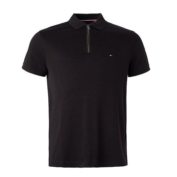 Polo Tommy Hilfiger Masculina Modal Zip Black