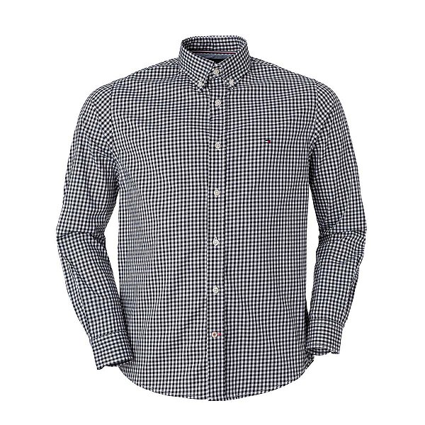Camisa Tommy Hilfiger Masculina Xadrez Ginghan Branca/Preta