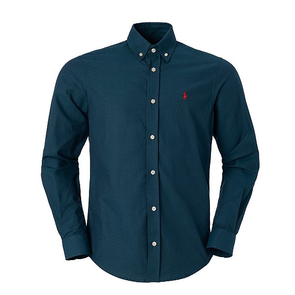 Camisa Ralph Lauren Masculina Oxford Cor Azul Pequim