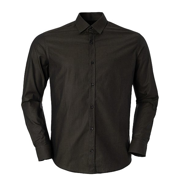 Camisa Aramis Masculina Slim Tricoline Cor Cinza Escuro