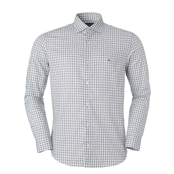 Camisa Aramis Masculina Slim Micro Xadrez Cor Branco/Marinho