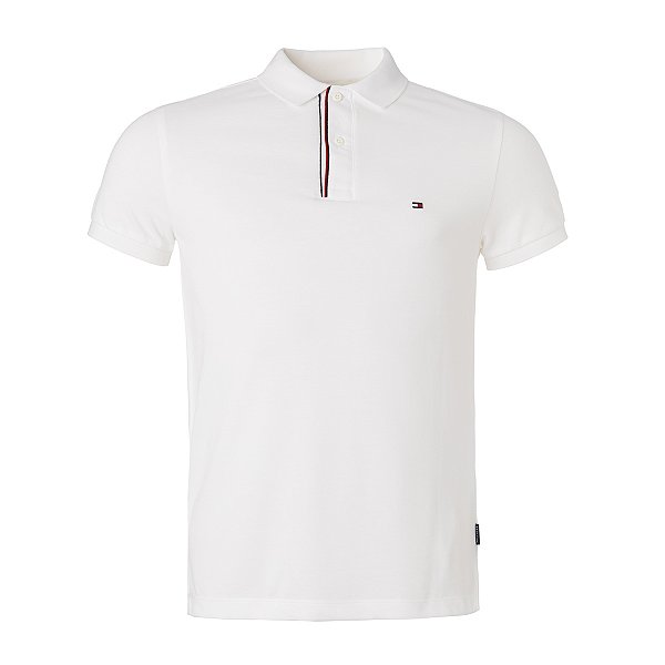 Polo Tommy Hilfiger Masculina Detail Slin Cor Branca