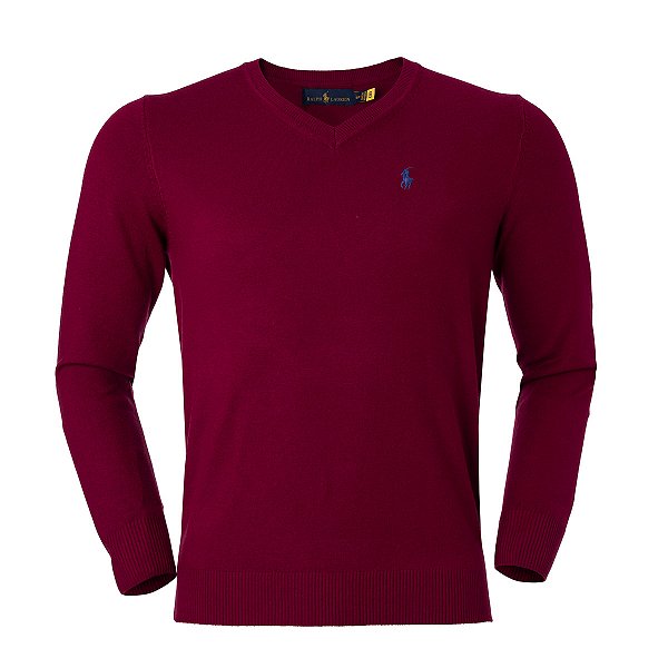 Sueter Ralph Lauren Masculino Gola V Cor Vinho
