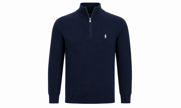 Suéter Ralph Lauren Crewneck Ziper Parcial Cor Marinho