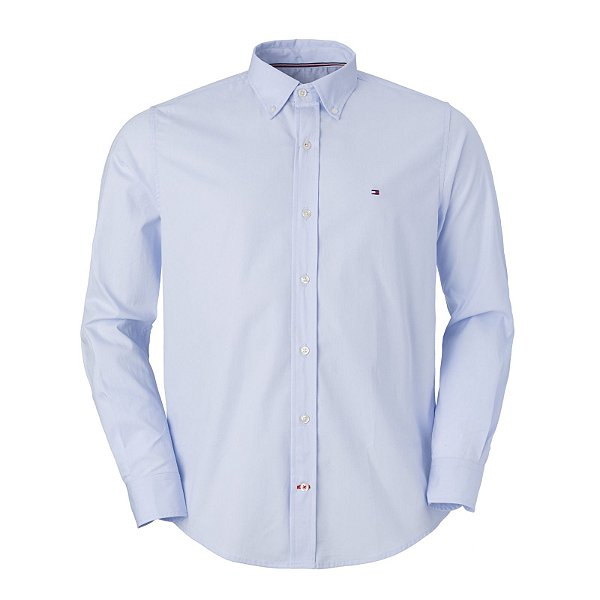 Camisa Tommy Hilfiger Masculina Oxford Regular Fit Azul Claro