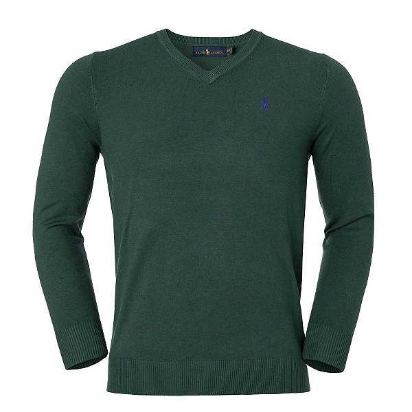 Sueter Ralph Lauren Masculino Modal Gola V Cor Verde