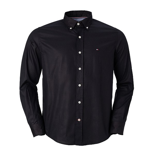 Camisa Tommy Hilfiger Classica 1985 Algodão Cor Preta