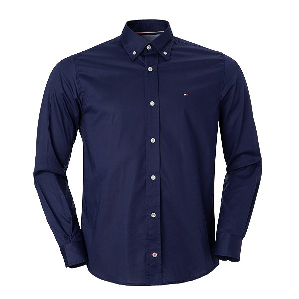 Camisa Tommy Hilfiger Masculina Classica 1985 Algodão Cor Marinho