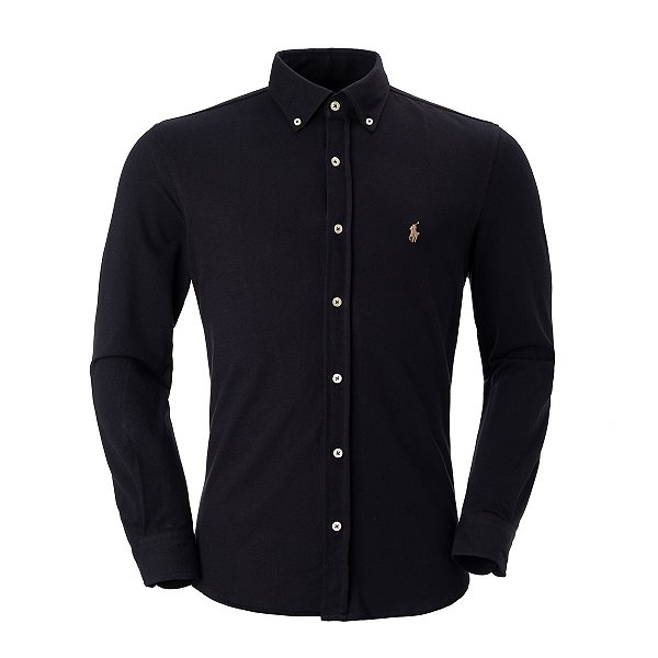 Camisa Ralph Lauren Masculina Featherweigth Cor Preta