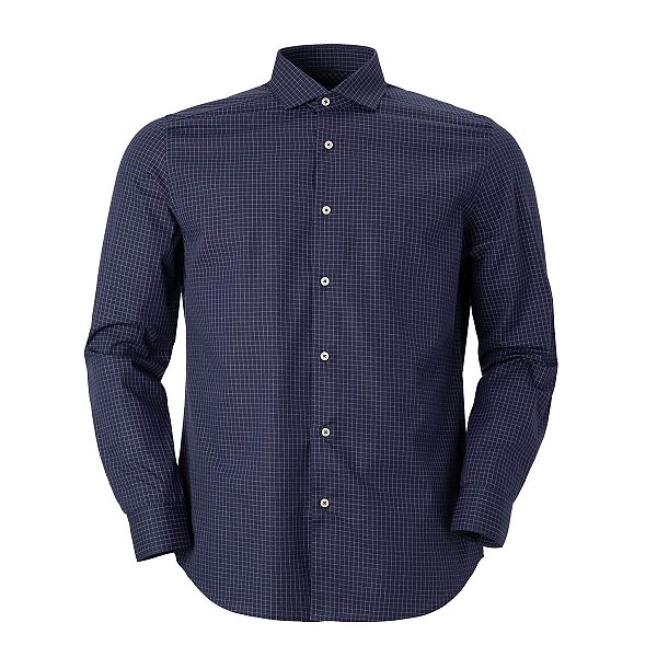 Camisa Aramis Masculina TricolineRegular Micro Xadrez Cor Marinho