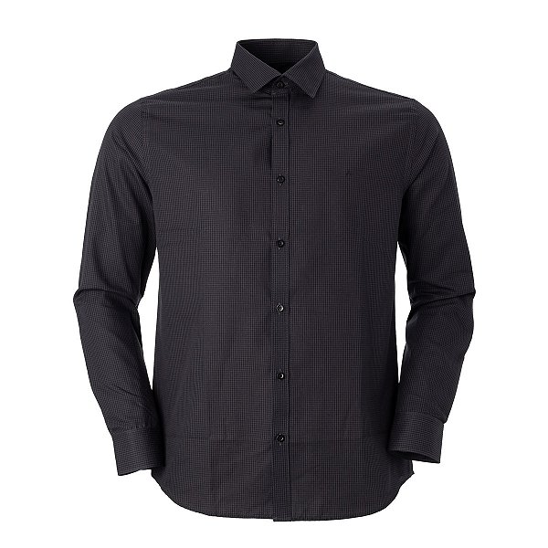 Camisa Aramis Masculina Slim Micro Xadrez Cor Preta