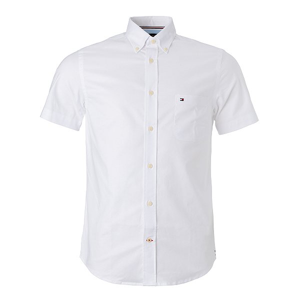 Camisa Tommy Hilfiger Manga Curta Bolso Cor Branca