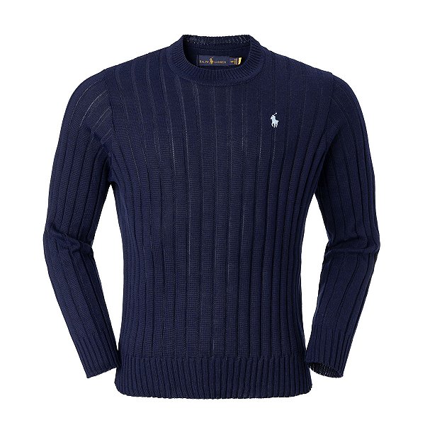 Suéter Ralph Lauren Masculino Crewneck Rib Cor Marinho
