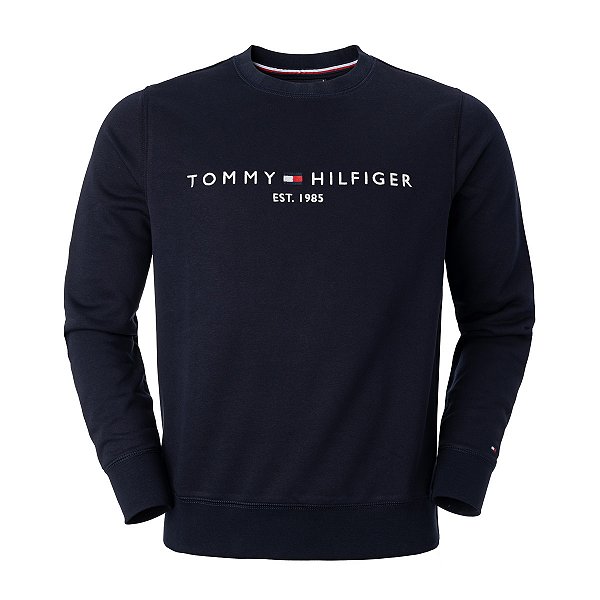 Moletom Tommy Hilfiger Masculino Fleece Logo Crewneck Marinho