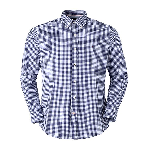 Camisa Tommy Hilfiger Masculina Xadrez Ginghan Azul