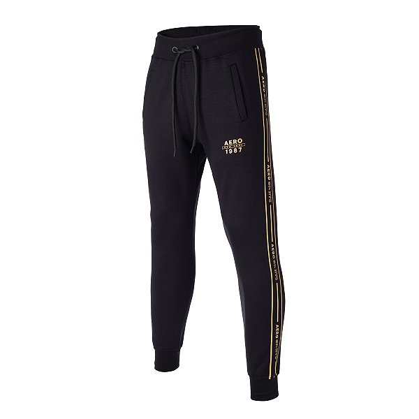 Calça Aeropostale Moletom Cor Preta/Dourado