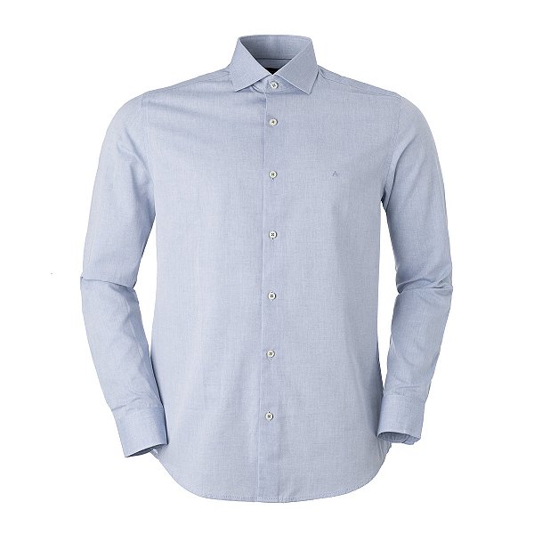 Camisa Aramis Masculina Slim Tricoline Cor Azul Medio